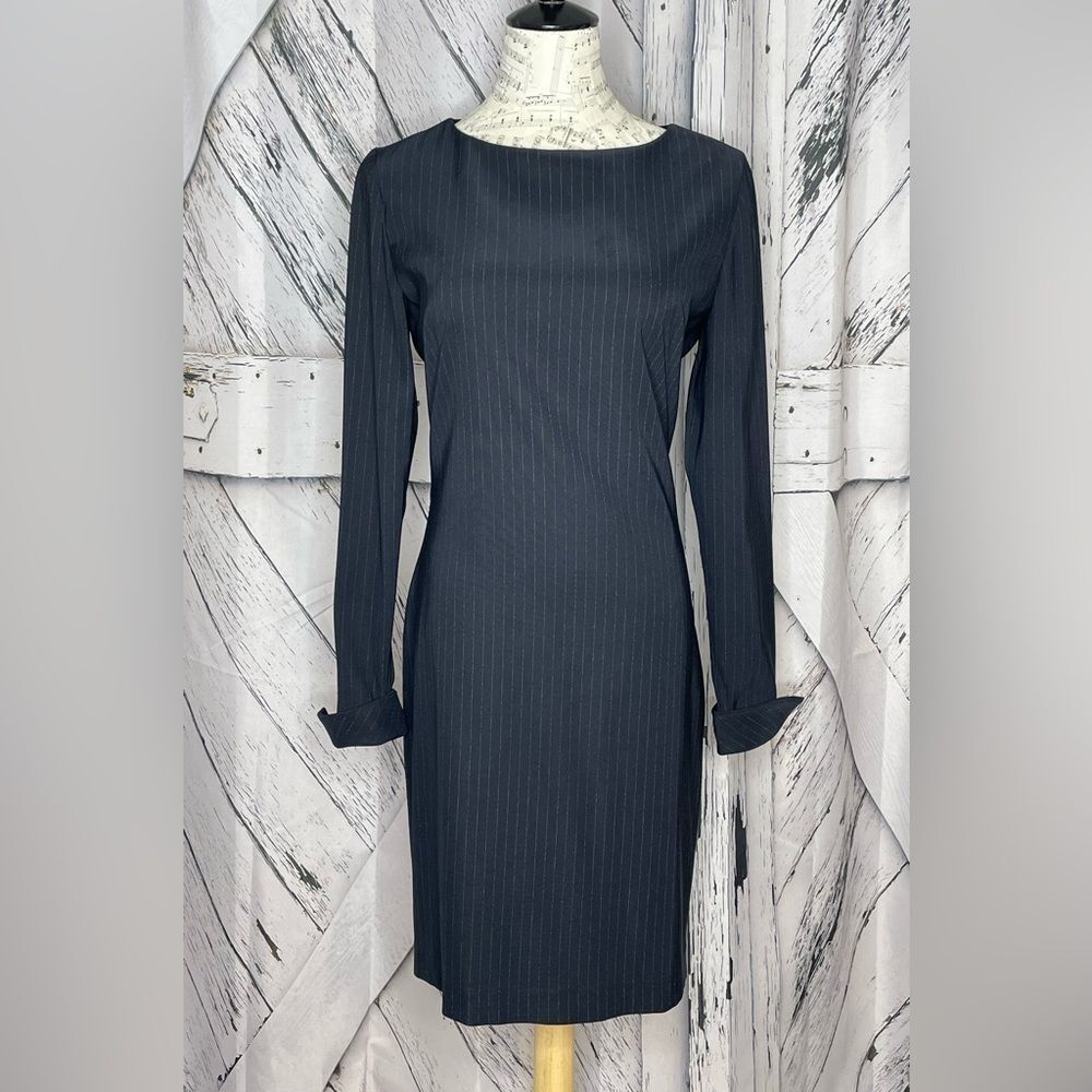 Vintage 90sâHugo Buscati Pinstripe Sheath Tuxedo Dress 8